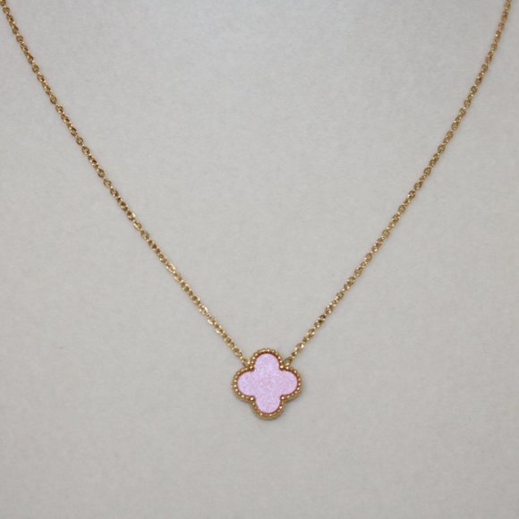 Pink Four Leaf Clover Necklace - Picture 2 of 3